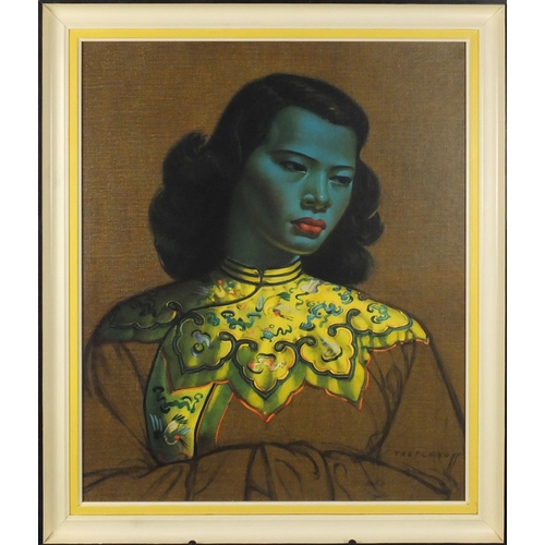 2047 - Tretchikoff - Chinese girl, vintage print in colour, label verso, mounted and framed, 59cm x 49cm