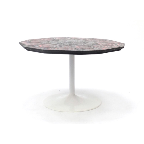 2033 - 1970's West German pottery coffee table with stand, 51.5cm high x 87.5cm in diameter