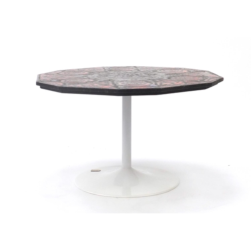 2033 - 1970's West German pottery coffee table with stand, 51.5cm high x 87.5cm in diameter
