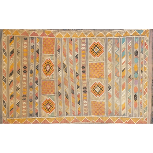 2045 - Rectangular Moroccan rug having an all over geometric design, 140cm x 91cm