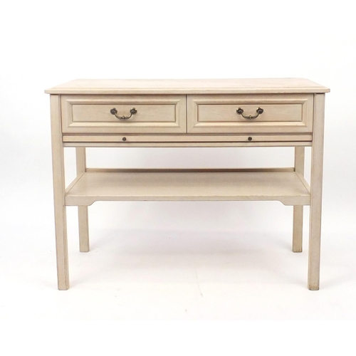 12 - Shabby Chic console table, fitted with two drawers, brushing slide and under tier, 81cm H x 107cm W ... 