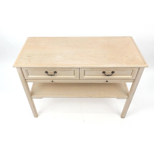 12 - Shabby Chic console table, fitted with two drawers, brushing slide and under tier, 81cm H x 107cm W ... 