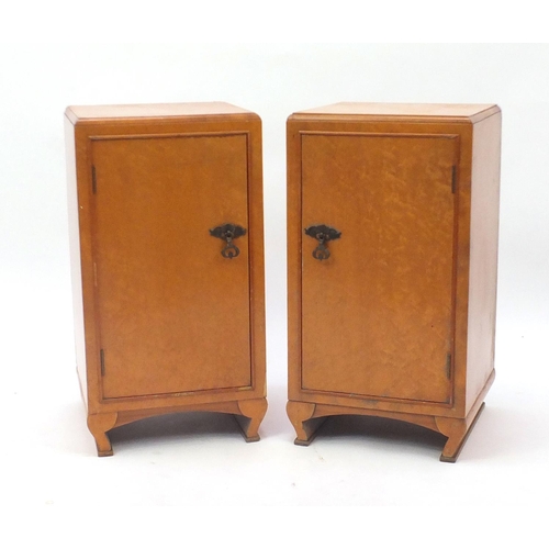 42 - Pair of Art Deco walnut bedside cupboards, 68cm H x 37cm W x 37cm D