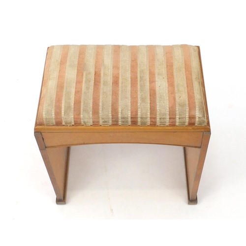 45 - Art Deco walnut stool, 51cm H x 45cm W x 30cm D