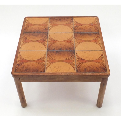 34 - Retro Danish tile top coffee table, by Trioh, 43cm H x 65cm W x 65cm D