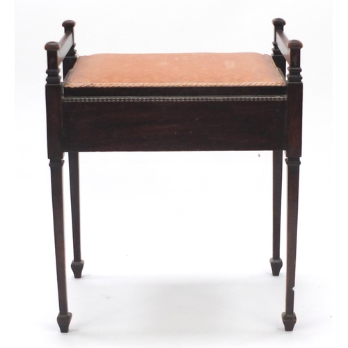 39 - Victorian mahogany piano stool with lift up seat
