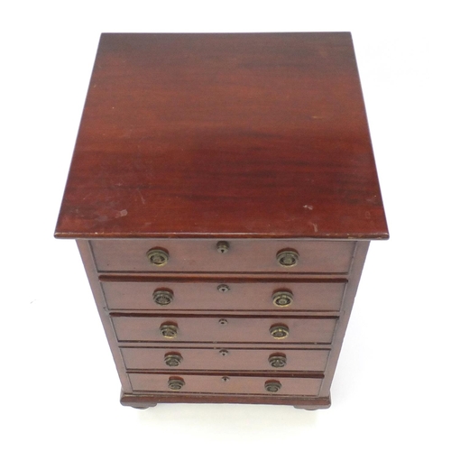 13 - Mahogany five drawer chest, 78cm H x 50cm W x 50cm D