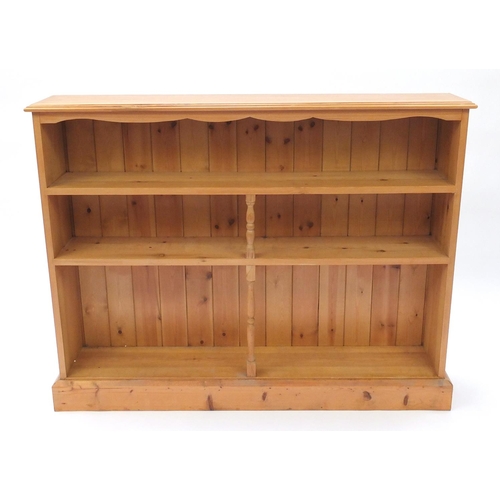 62 - Pine open bookcase, 98cm H x 125cm W x 24cm D