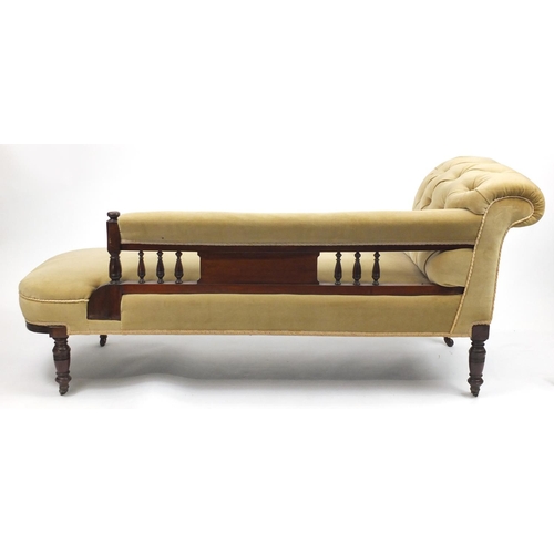 3 - Edwardian five piece carved walnut salon suite including a chaise lounge, the largest 77cm H x 170cm... 