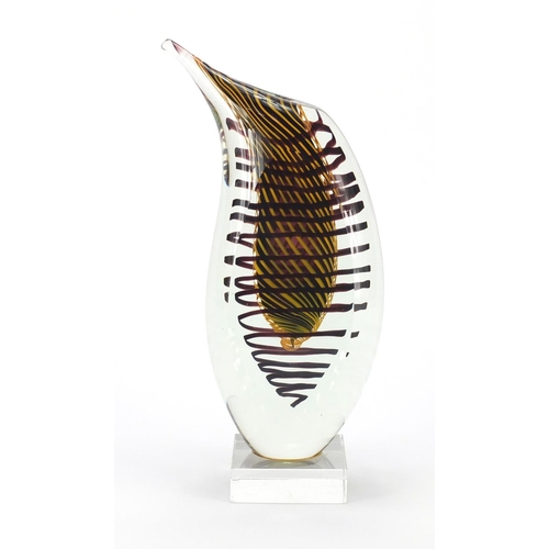 2173 - Stylish art glass vase, with swirling design, 31cm high