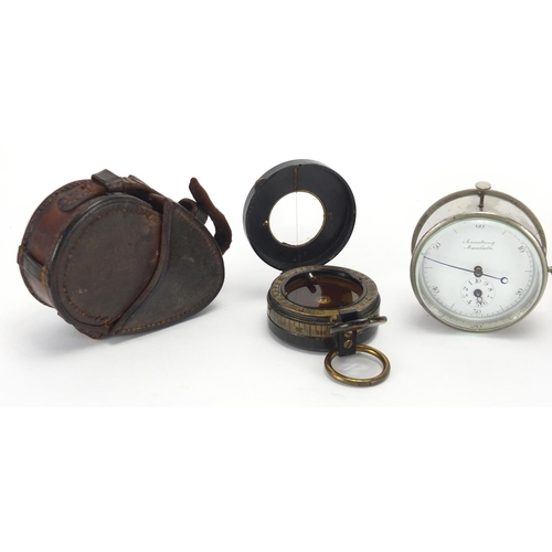 117 - British Military World War I pocket compass by Barker & Son, Armstrong of Manchester stopwatch and a... 