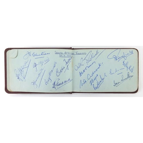 155 - 1950's cricket autograph album containing team autographs including Australian touring team 1956, So... 