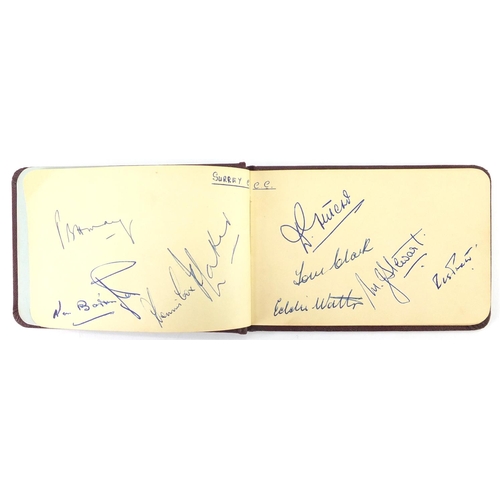 155 - 1950's cricket autograph album containing team autographs including Australian touring team 1956, So... 