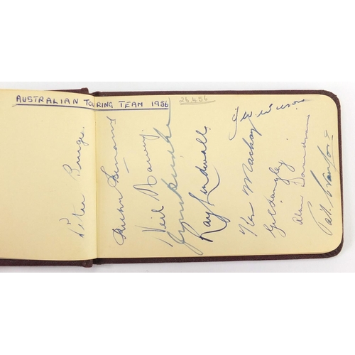 155 - 1950's cricket autograph album containing team autographs including Australian touring team 1956, So... 