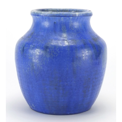 811 - Ruskin blue glazed pottery vase, impressed factory marks and numbered 1929 to the base, 19.5cm high