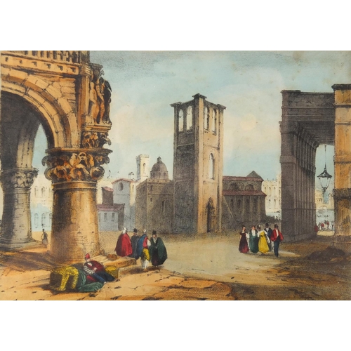 164 - 19th century Spooners protean view No.9, An Italian Scene, mounted and framed, 18cm x 13cm