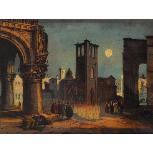 164 - 19th century Spooners protean view No.9, An Italian Scene, mounted and framed, 18cm x 13cm