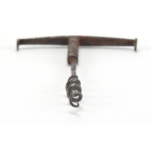 19 - 18th century English double folding steel corkscrew, 10.5cm in length (when opened)