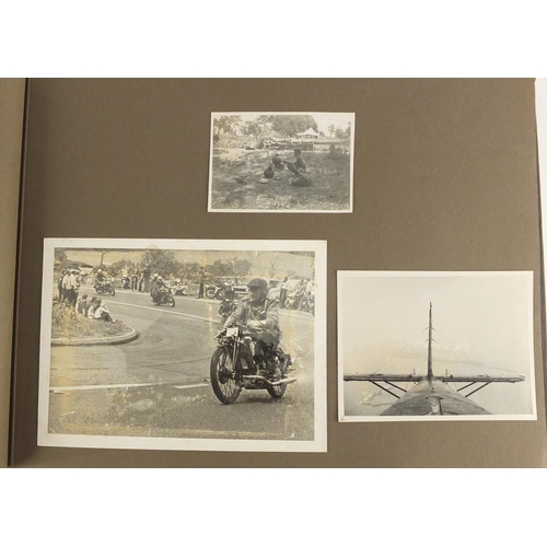 187 - Predominately 1930's Military interest black and white aviation photographs, arranged in an album in... 