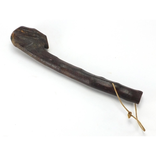 104 - Irish wooden shillelagh with shamrock motif, 48.5cm in length