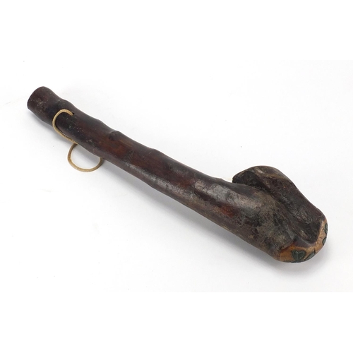 104 - Irish wooden shillelagh with shamrock motif, 48.5cm in length