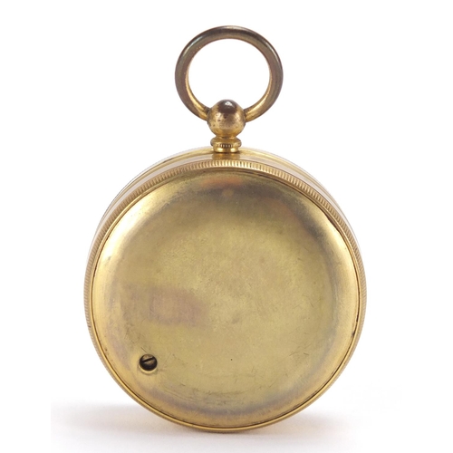 118 - Brass pocket compensated barometer by Negretti and Zambra of London, housed in a silk and velvet lin... 