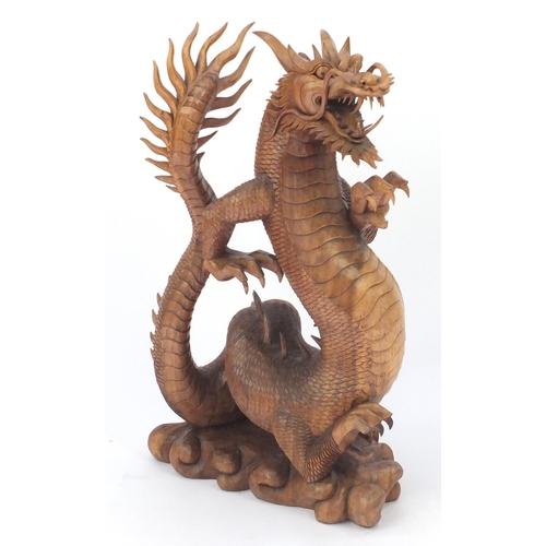2030A - Large carved wood Chinese dragon, 80cm high