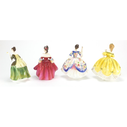 2444 - Four Royal Doulton Figurines, The Last Waltz HN2315, Christine HN2792, Fleur HN2368 and Southern Bel... 