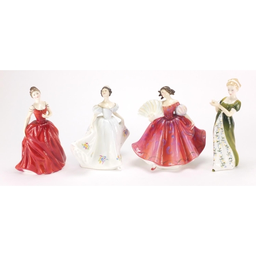 2447 - Four Royal Doulton Figurines, Veneta HN2722, Kate HN2789, Innocence HN2842 and First Waltz HN2862, t... 