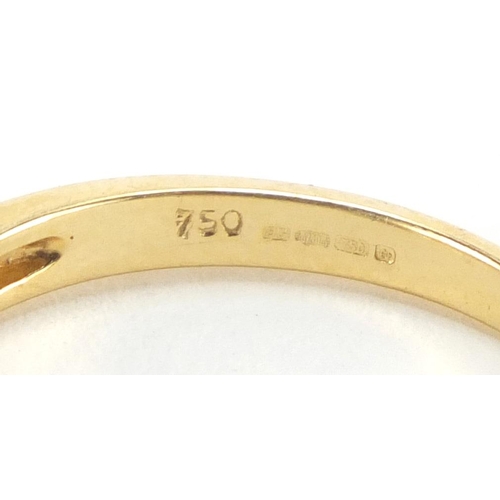 2610 - 18ct two tone gold diamond crossover ring, size R, approximate weight 4.0g