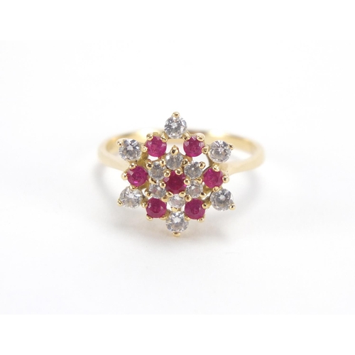 2638 - 18ct gold pink and clear stone ring, size N, approximate weight 3.3g