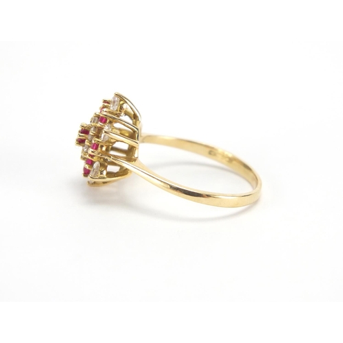 2638 - 18ct gold pink and clear stone ring, size N, approximate weight 3.3g