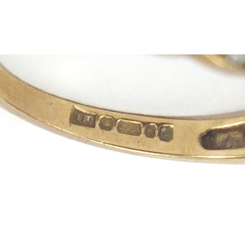 2644 - 9ct gold sapphire and diamond half eternity ring, size L, approximate weight 2.0g