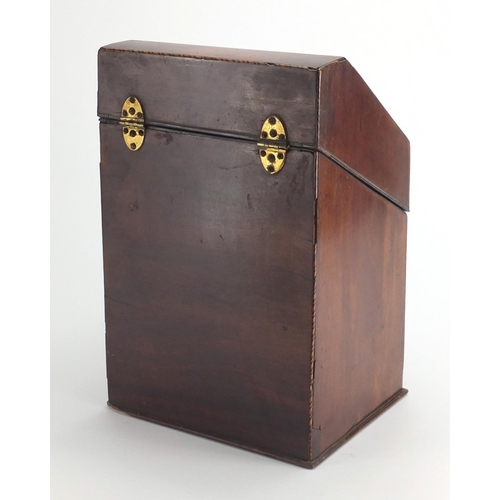 2164 - 19th century mahogany knife box converted to letter rack, with inlaid shell motif, 35cm H x 23cm W x... 