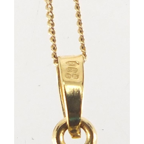 2712 - 9ct gold locket with floral chased decoration, on a 9ct gold necklace, the locket 3cm in length, app... 