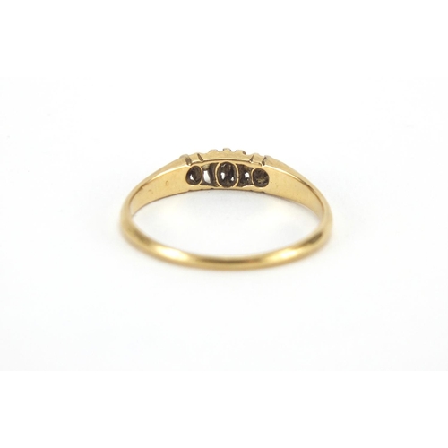 2737 - 18ct gold diamond five stone ring, size O, approximate weight 2.0g