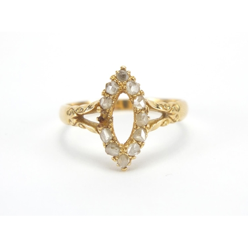 2653 - Victorian 18ct gold diamond ring, size R, approximate weight 3.5g