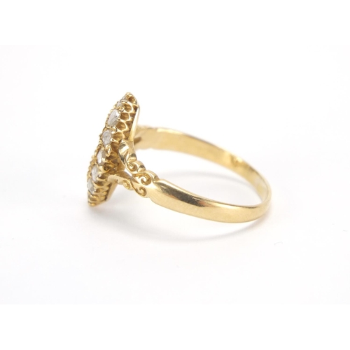 2653 - Victorian 18ct gold diamond ring, size R, approximate weight 3.5g