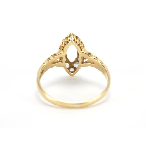 2653 - Victorian 18ct gold diamond ring, size R, approximate weight 3.5g