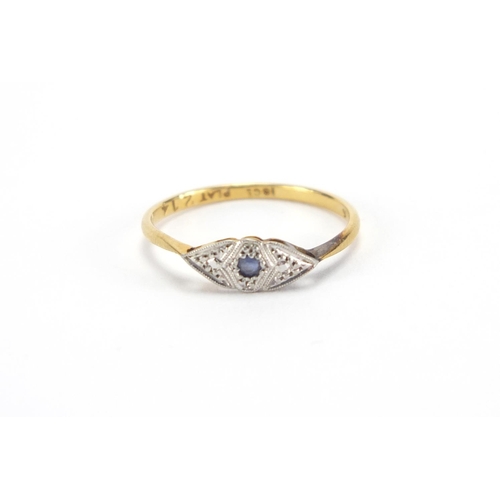 2627 - 18ct gold sapphire and diamond ring, size L, approximate weight 1.4g