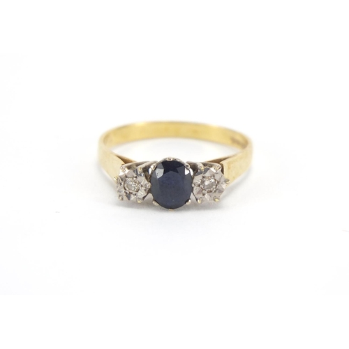 2636 - 18ct gold sapphire and diamond ring, size S, approximate weight 3.6g