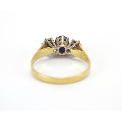 2636 - 18ct gold sapphire and diamond ring, size S, approximate weight 3.6g