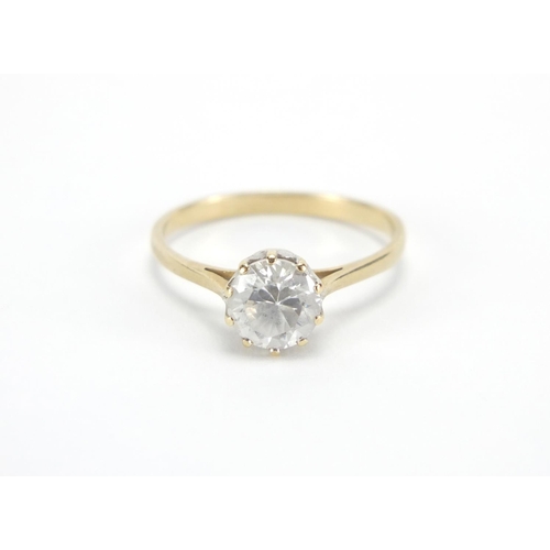 2631 - 9ct gold cubic zirconia solitaire ring, size Q, approximate weight 2.3g