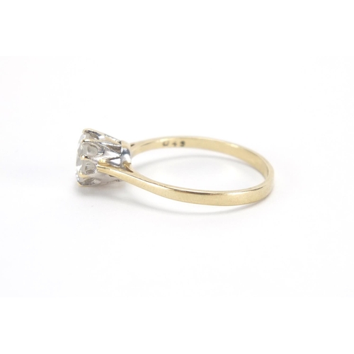 2631 - 9ct gold cubic zirconia solitaire ring, size Q, approximate weight 2.3g