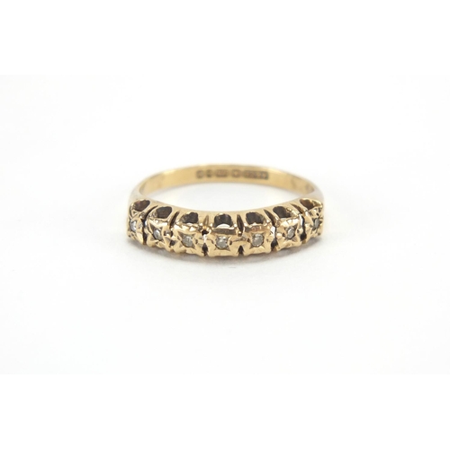 2623 - 9ct gold diamond seven stone half eternity ring, size M, approximate weight 2.3g