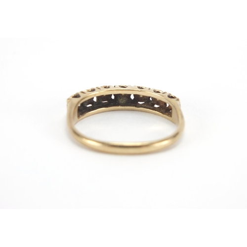 2623 - 9ct gold diamond seven stone half eternity ring, size M, approximate weight 2.3g