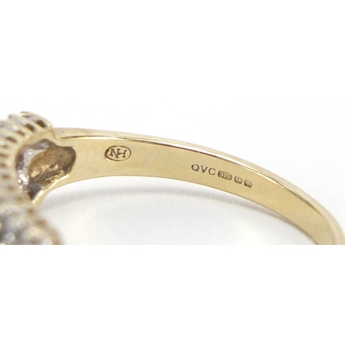 2643 - 9ct gold diamond half eternity ring, size P, approximate weight 2.5g