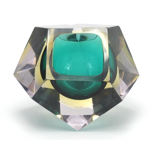 2185 - Murano Seguso faceted glass sculpture by Flavio Poli, 12.5cm wide