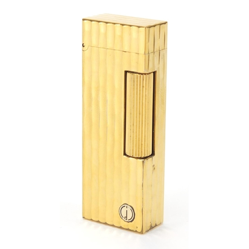 2516 - Gold plated Dunhill pocket lighter, with fitted case and box, 6.5cm high