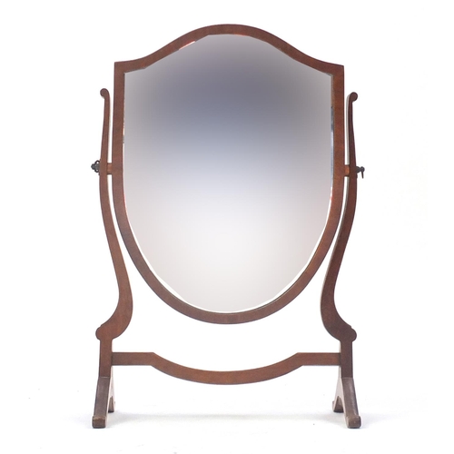 41 - Edwardian shield shaped swing mirror, 62cm high